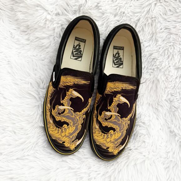 VANS | Rare Limited Edition Run Dragon Black Yellow Slip-on Sneakers  | Men's 10 - Picture 4 of 9